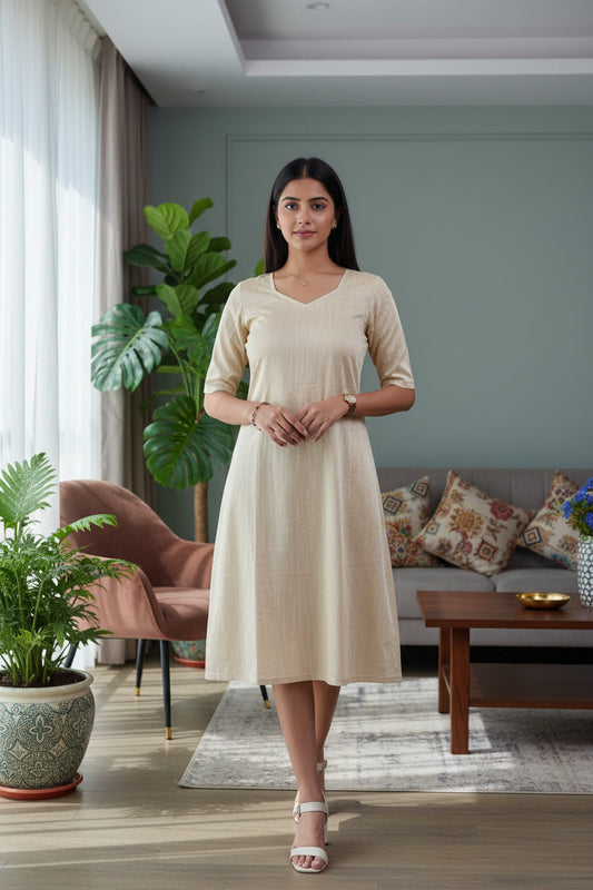Off-white Silk Aline Dress