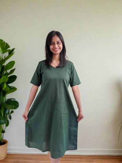 Green Silk Aline Dress