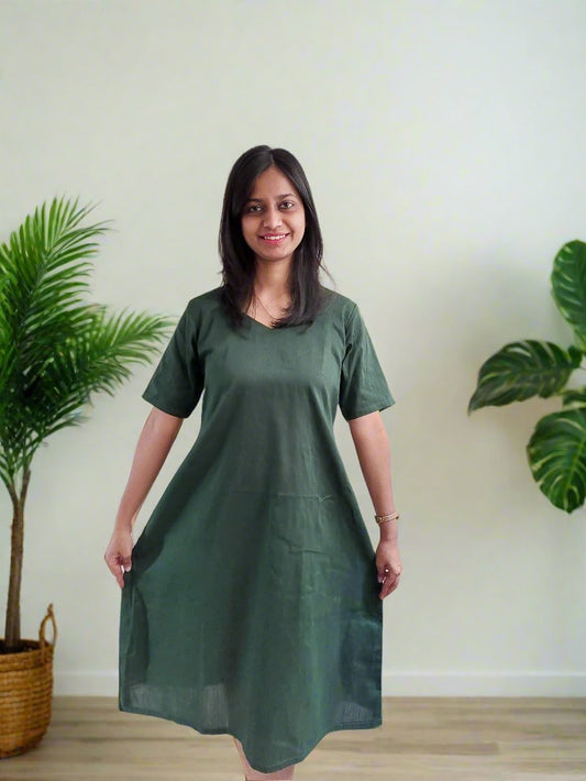 Green Silk Aline Dress