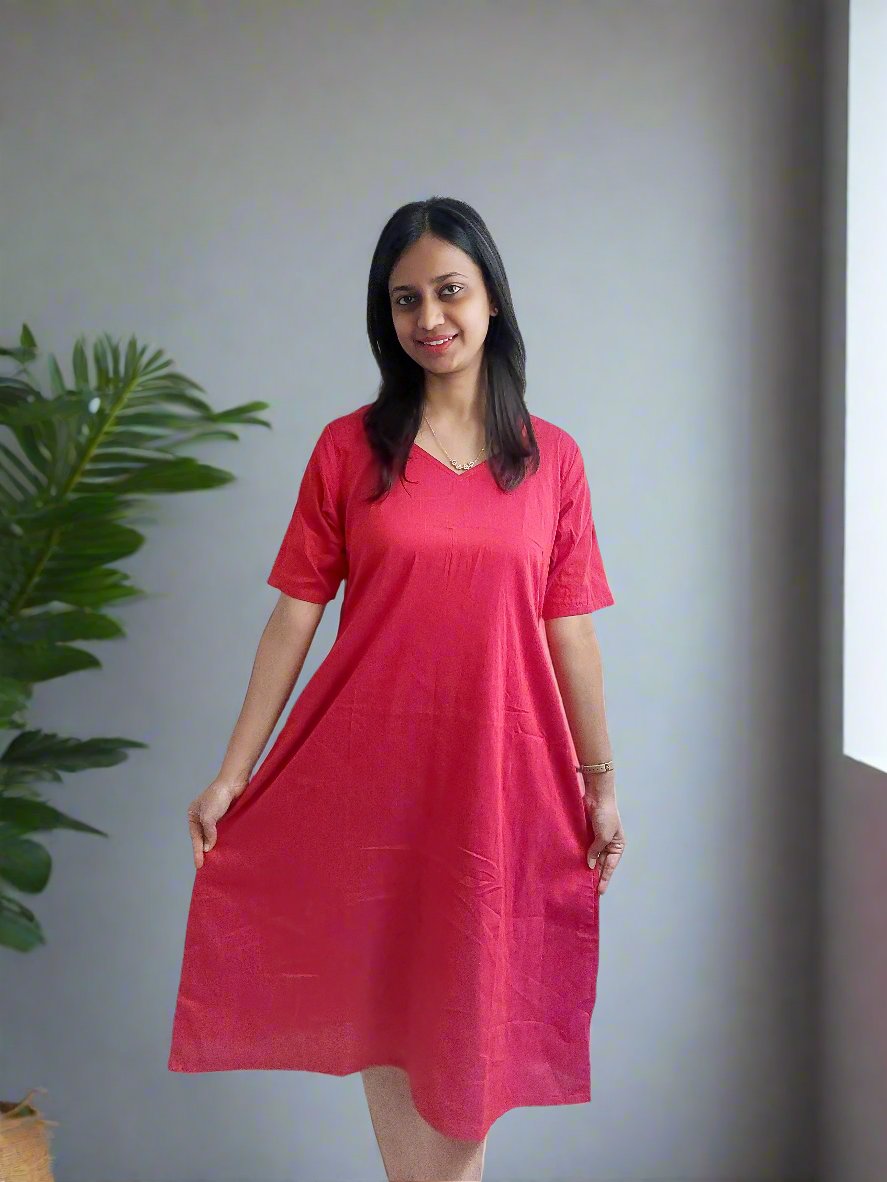 Maroon Silk Aline Dress