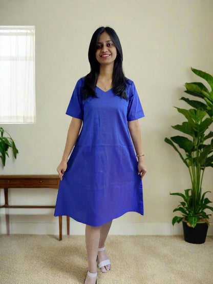 Blue Silk Aline Dress