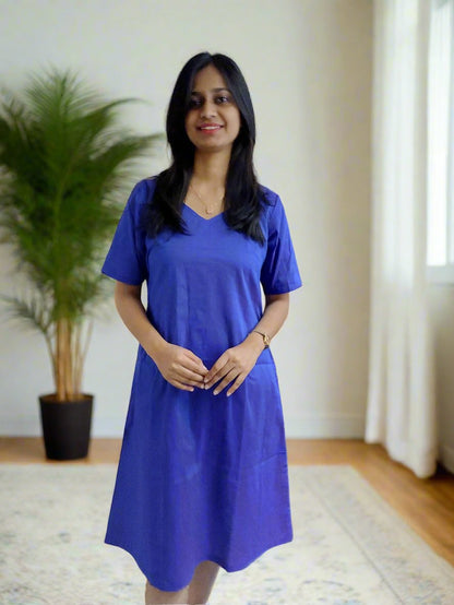 Blue Silk Aline Dress