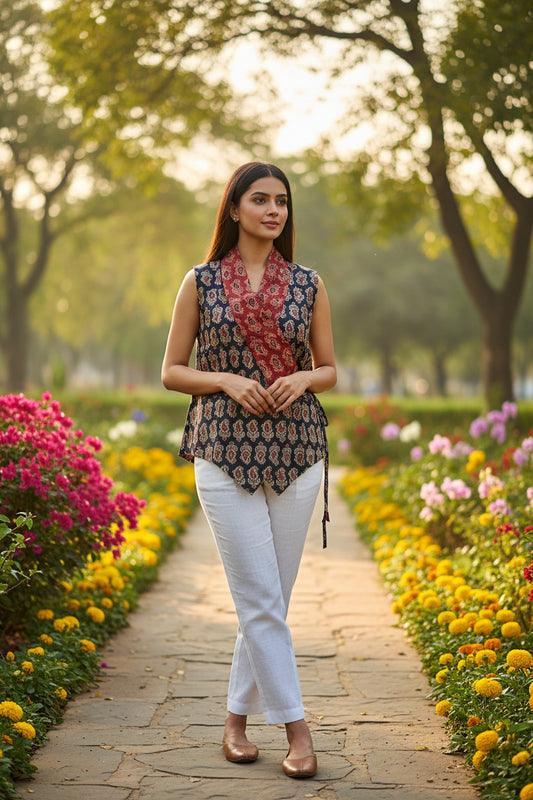 Black Maroon Angarkha Jacket