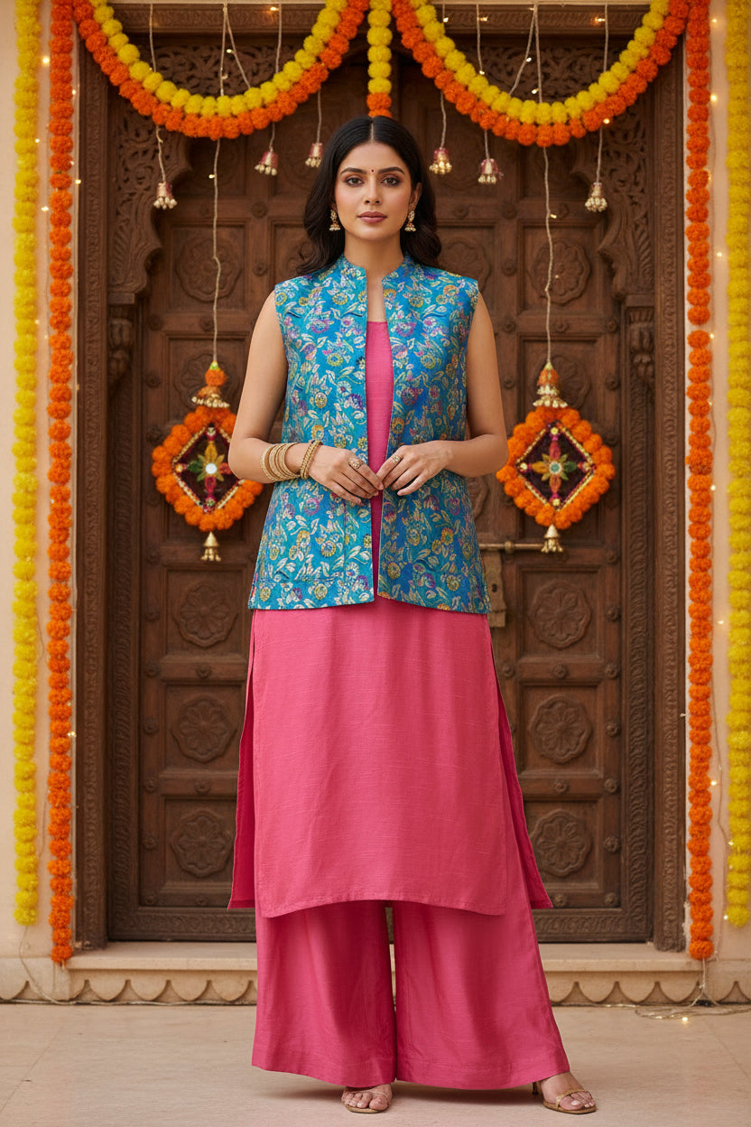 Blue Paithani Modi Jacket