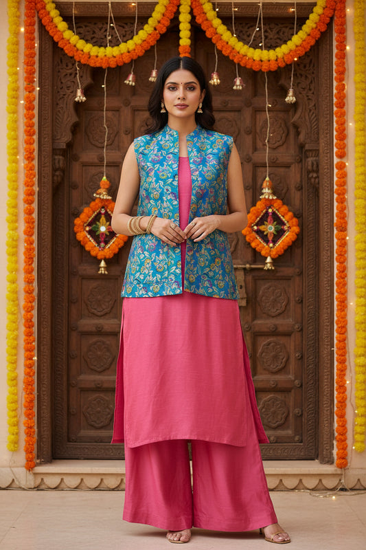Blue Paithani Modi Jacket