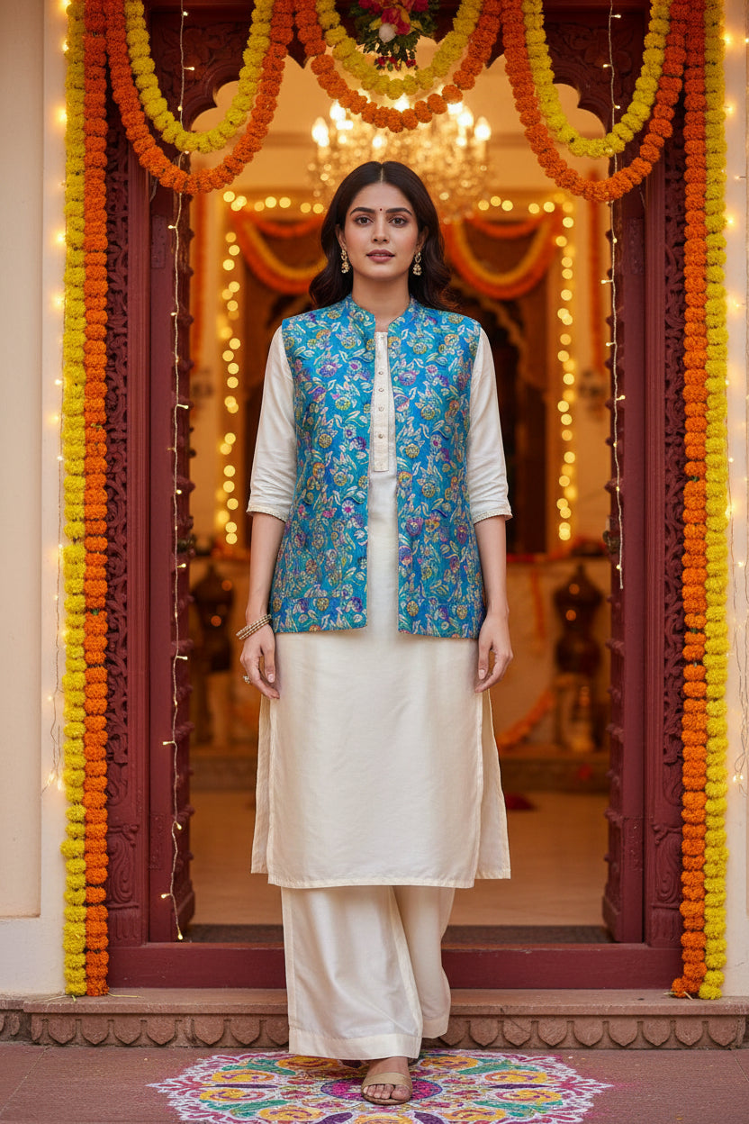 Blue Paithani Modi Jacket
