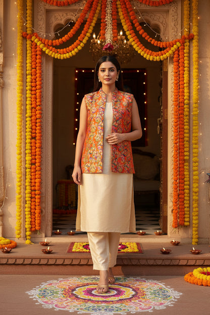 Orange Paithani Modi Jacket