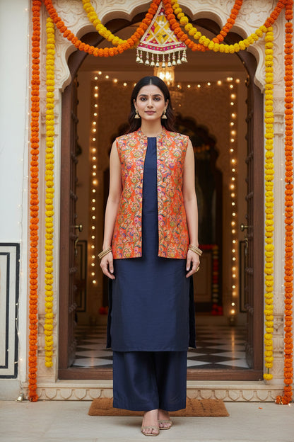 Orange Paithani Modi Jacket