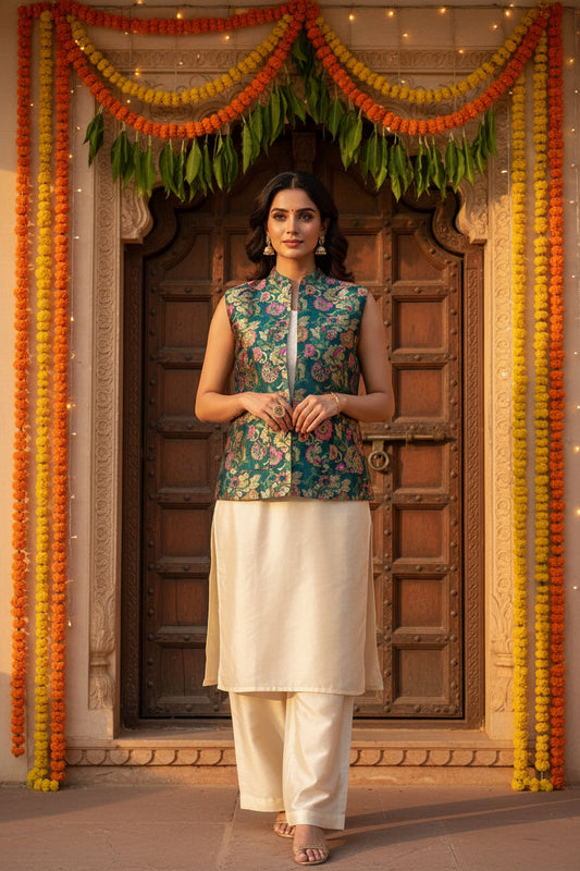 Green Paithani Modi Jacket