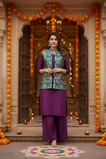 Green Paithani Modi Jacket