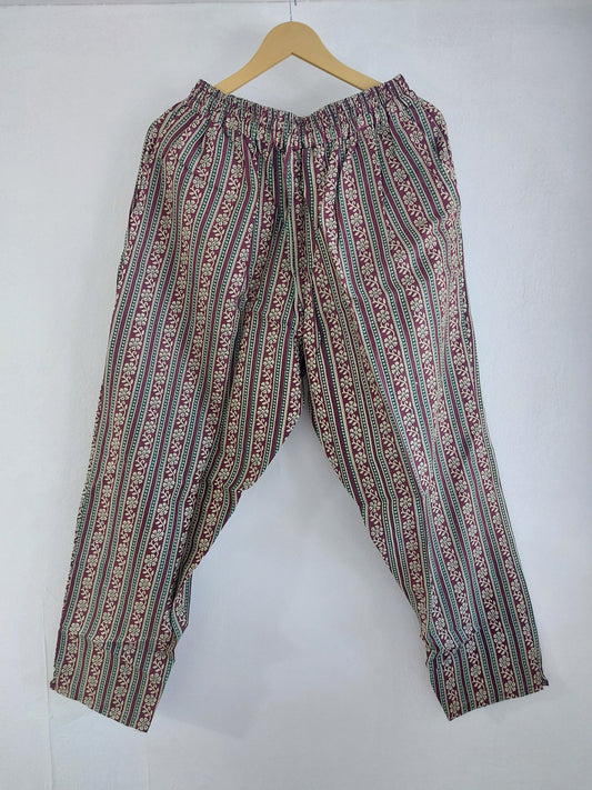 Maroon Cotton Straight Pants
