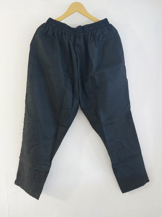Black Cotton Straight Pants