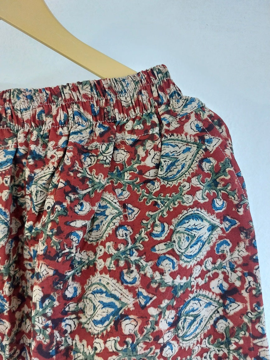 Maroon Kalamkari Straight Pants