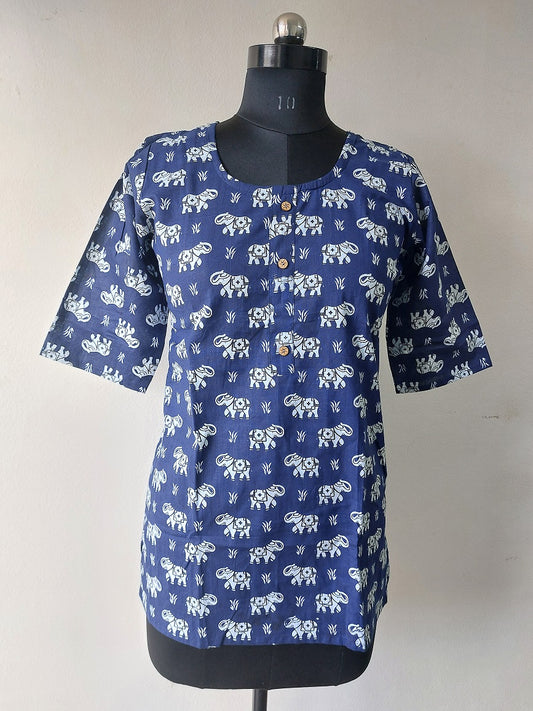 Indigo Elephant Short Kurti