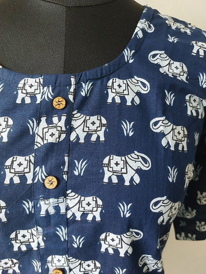 Indigo Elephant Short Kurti