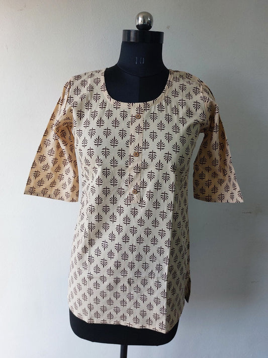 Offwhite Butti Short Kurti