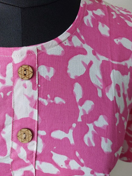 Pink Abstract Short Kurti