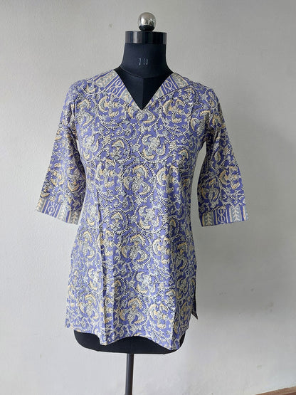 Violet Floral Short Kurti