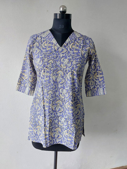 Violet Floral Short Kurti