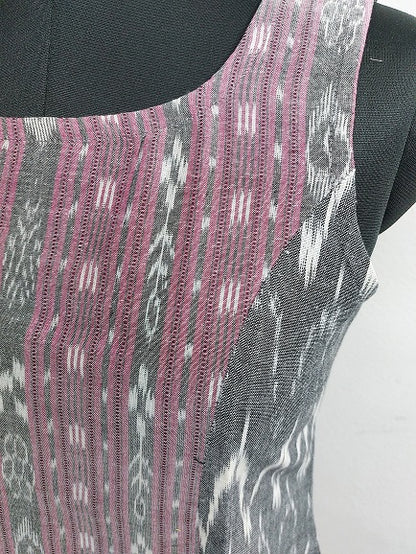 Grey Ikkat Sleeveless Top