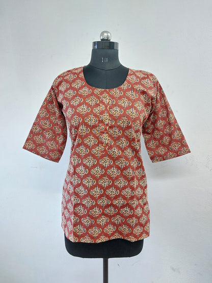 Maroon Floral Short Kurti