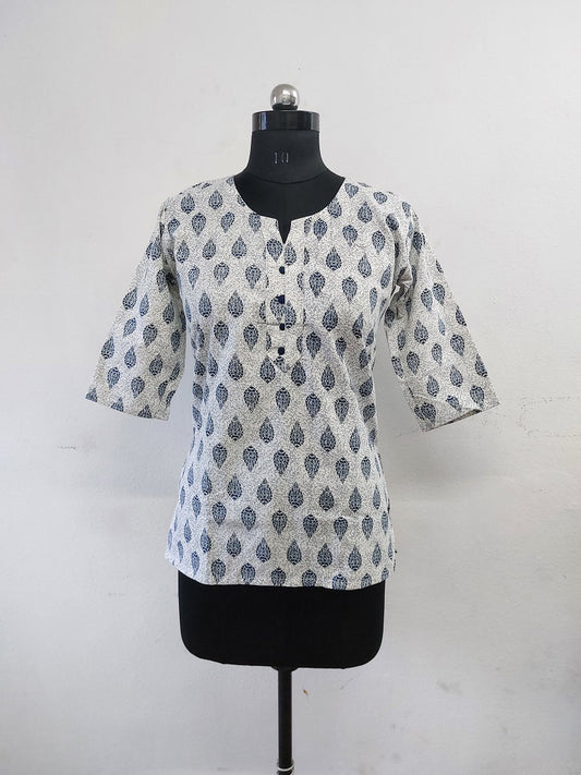 White Butti Short Kurti