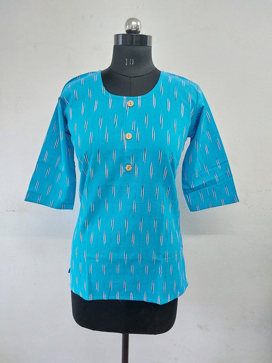 Blue Ikkat Short Kurti