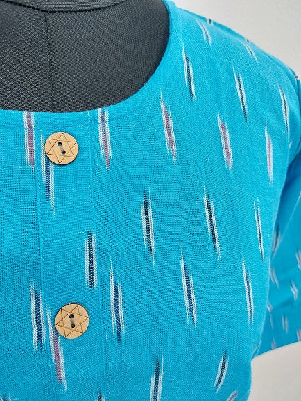 Blue Ikkat Short Kurti