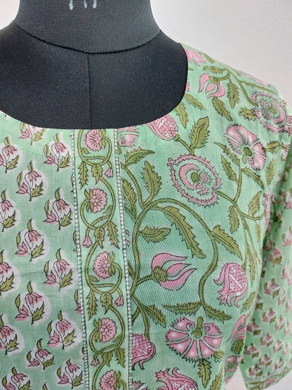 Green Floral Short Kurti