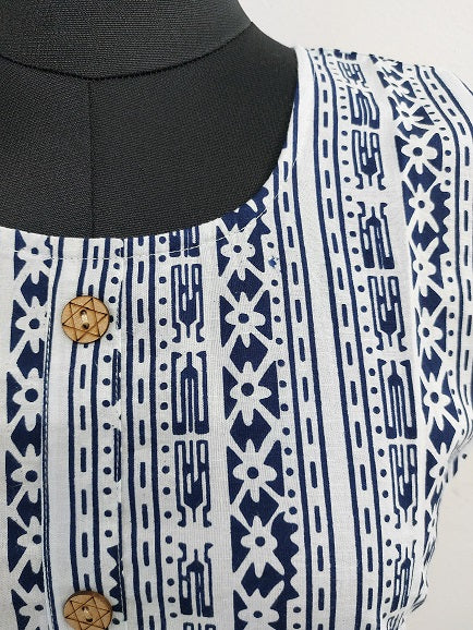 White Naurical Sleeveless Kurti