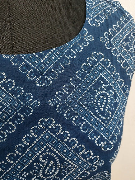 Blue Paisley Sleeveless Kurti