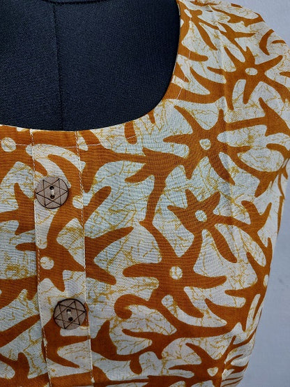Yellow Batik Sleeveless Kurti