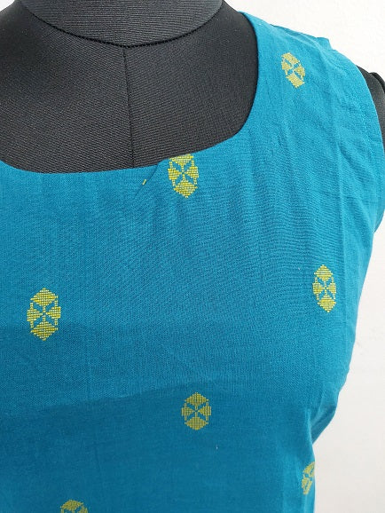 Blue Jamdani Sleeveless Kurti
