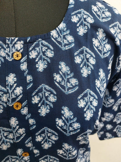 Indigo Floral Short Kurti