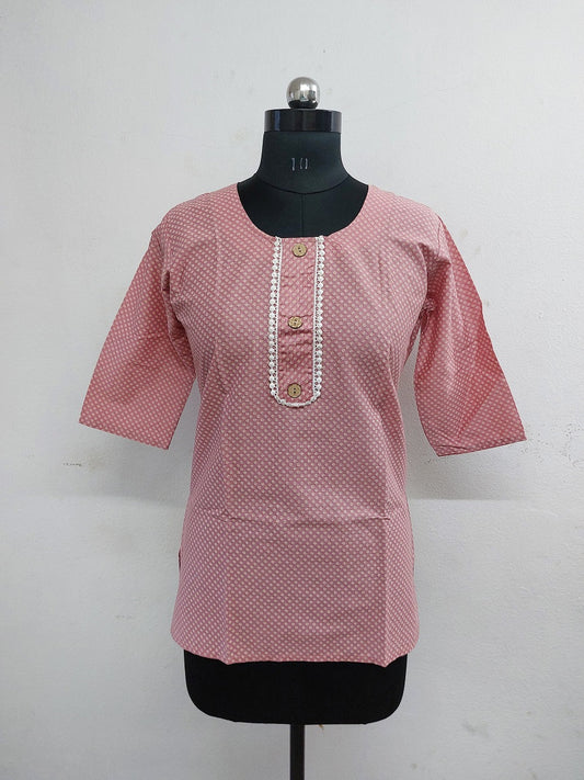 Pink Butti Short Kurti