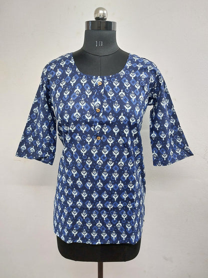 Indigo Abstract Short Kurti