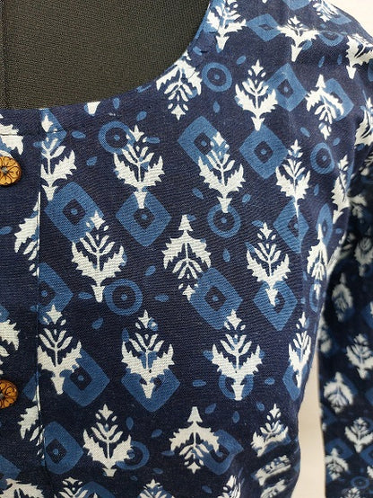 Indigo Abstract Short Kurti