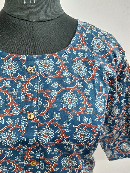 Blue Floral Short Kurti