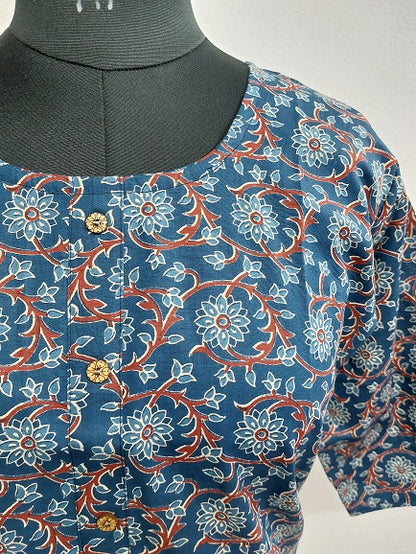 Blue Floral Short Kurti