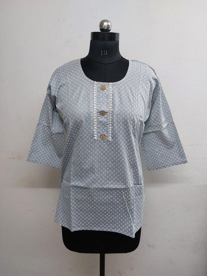 Grey Butti Short Kurti
