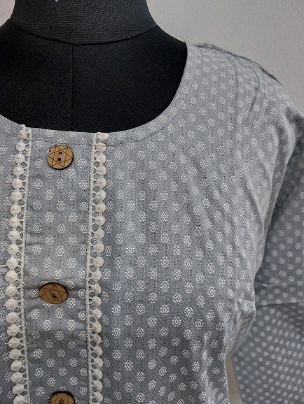 Grey Butti Short Kurti