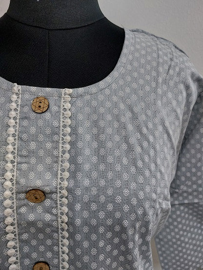 Grey Butti Short Kurti