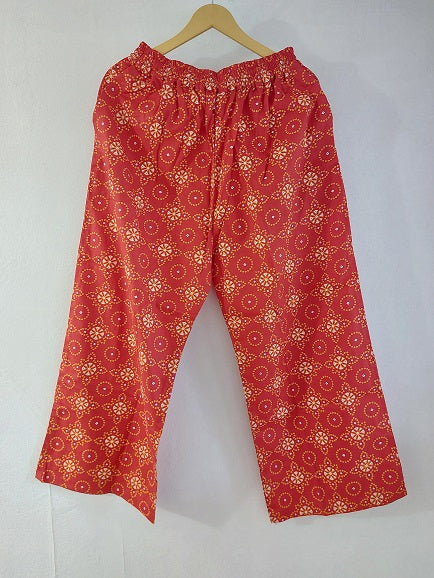 Red Bandhni Cotton Palazzo