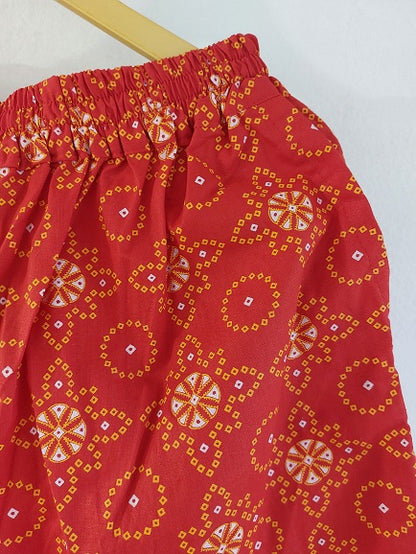 Red Bandhni Cotton Palazzo