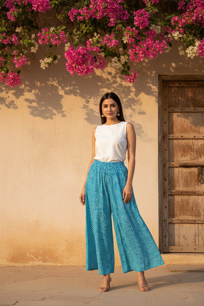 Blue Leheriya Cotton Palazzo