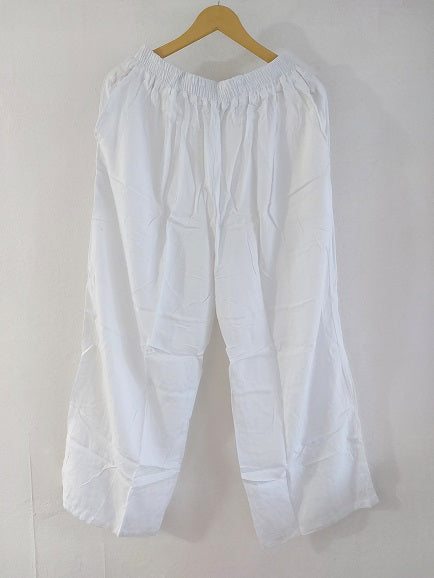 White Solid Rayon Palazzo