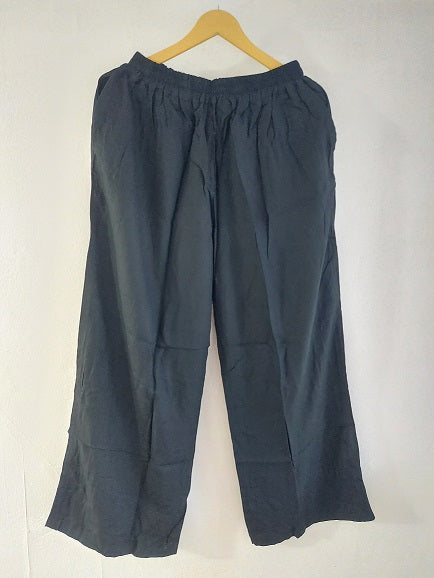 Black Solid Rayon Palazzo