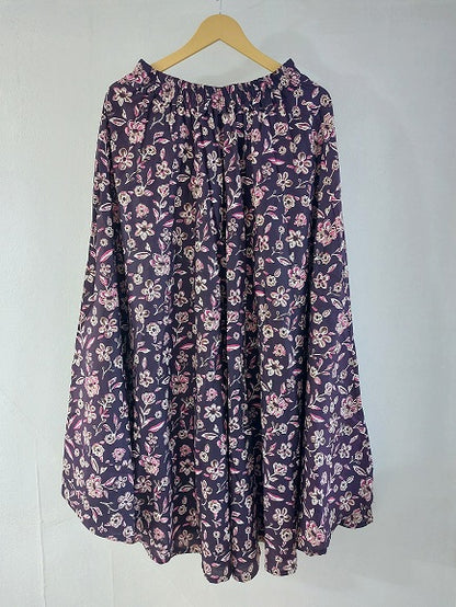 Wine Floral Long Skirt