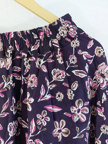 Wine Floral Long Skirt