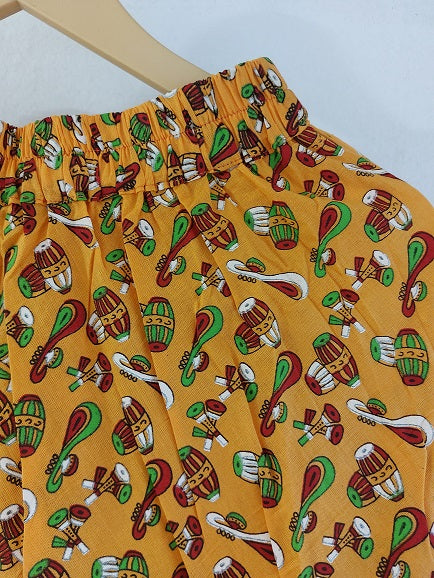 Yellow Abstract Long Skirt